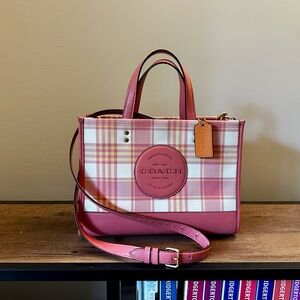 Coach Dempsey Carry All Tote Pink Garden Plaid